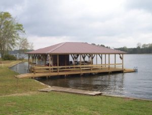 Beautiful boathouse built by Vines Piers, Inc., Delhi, Louisiana